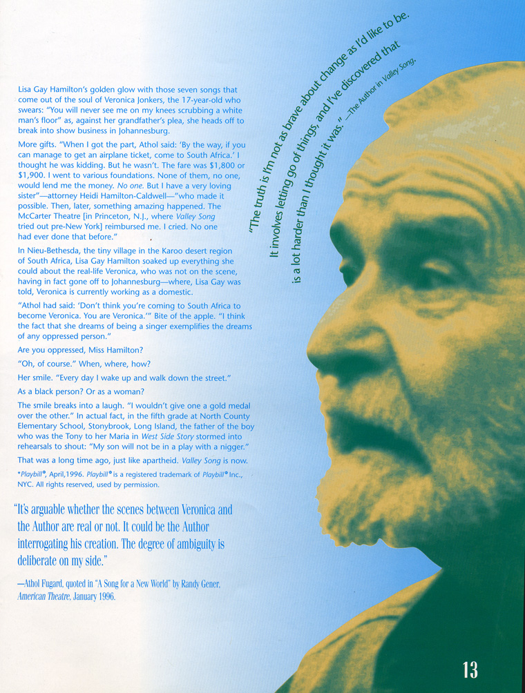 LisaGay Hamilton Tearsheets, Valley Song Program